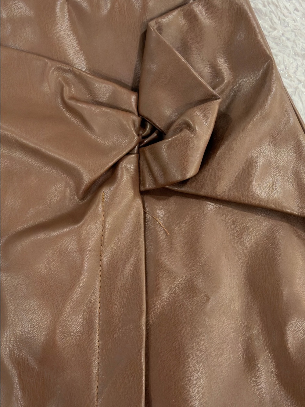 Princess Polly Brown Faux Leather Wrap Mini Skirt with Side Knot - Picture 5 of 12